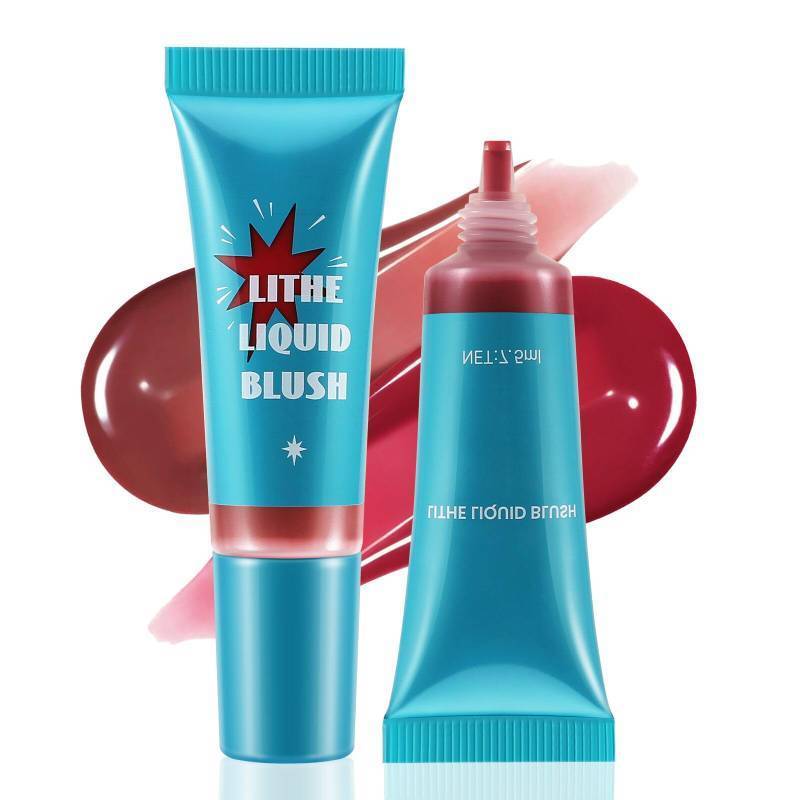 lot 34267 image: 2 Pcs Liquid Blush, Long-lasting Liquid Blush for Cheeks and Eyes, High-pigment Color Lightweight Glowy Natural Facial Contouring