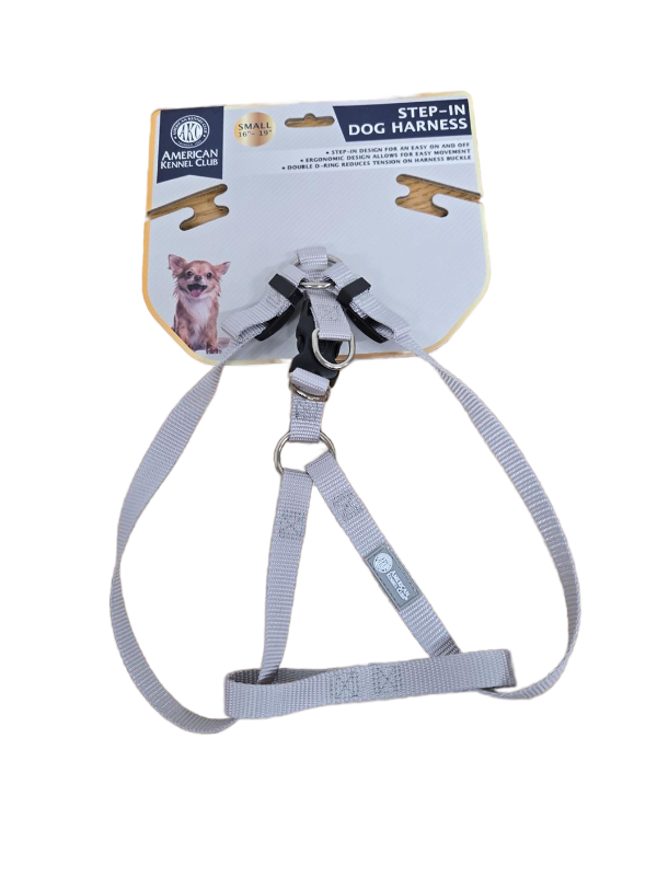 lot 34354 image: AKC Step-in Dog Harness -Adjustable Solid Color Vest with Dual D-Rings, No-Pull Comfort Fit for Small Dogs, GRAY