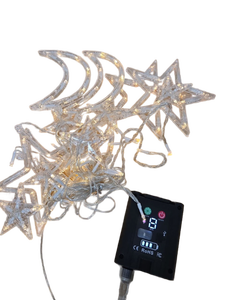 lot 34963 image: LED Moon and Star String Lights with Timer Control