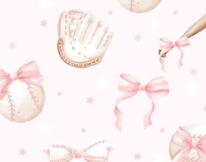 lot 34975 image: 5 Count of SaringSwoon Baseball Wrapping Paper for Kids- Pink Bow Sports Gift Wrap With Bats, Balls, Bows and Stars for Birthday, Baby Shower Graduation - 28x40 Inches, 4 Sheets