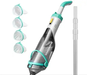 lot 35580 image: Cordless Rechargeable Handheld Vacuum with Telescopic Pole for PoolsSpasHot Tubs, up to 18.9 GPM Retails $85