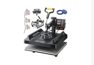 lot 35587 image: VEVOR Heat Press Machine 8 in 1 Combo, Heat Press 15x15, Swing Away T Shirt Printing Machine Digital Control, Multifunction Heat Transfer Machine Sublimation Heat Press for T-Shirt Hat Cap Mug Plate - Retail $231
