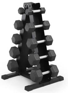 lot 14104 image: BOX 1 OF 3-Marcy 150lb Rubber Hex Dumbbell Set DBR-1347 - Retail $100
