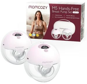 lot 33592 image: Momcozy M5 Hands-Free Wearable Breast Pump 3 Modes 9 Suction Levels Portable Electric Pump 24mm 2 Pack Gradient Pink - Retail $158