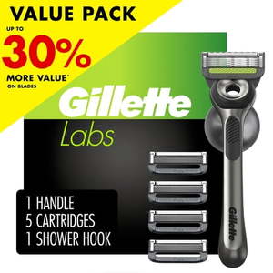 lot 34902 image: Gillette Labs Razor with Exfoliating Bar 5 Refills 1 Hanger