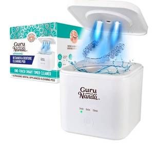 lot 34918 image: GuruNanda Retainer & Aligner Cleaning Pod for Retainers, Dentures, Mouthguards, Aligners, & Jewelry, 3 Modes, 45kHz Ultrasonic Retainer Cleaner, 190 ml capacity (Doesnt Spin)