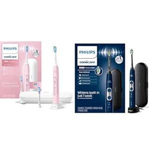 lot 34934 image: Philips Sonicare 6100 Protectiveclean Power Toothbrush 2 Pack, Navy  Pink (Missing Brushes) Retail $260