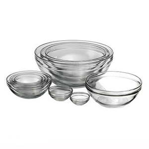 lot 35599 image: Mainstays Glass Mixing Bowls 10 Piece Set (Some Have Cosmetic Damage)