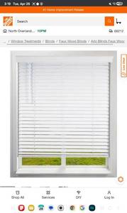 lot 35573 image: 4 Units White Cordless Faux Wood Blinds with 2 in. Slats 34 in. W x 60 in. L - Retail $200