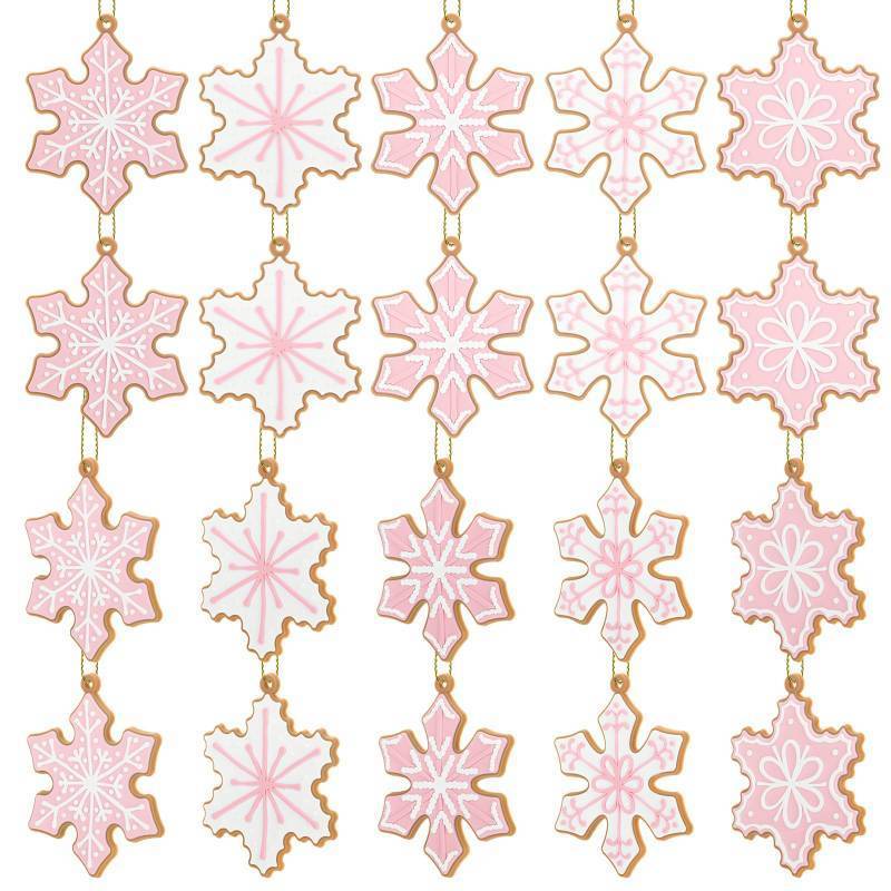 lot 34394 image: 20 Pcs Christmas Gingerbread Snowflake Ornaments