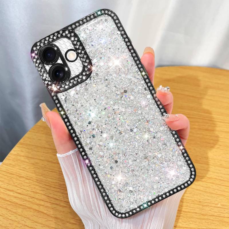 lot 34433 image: ZIYE Designed for iPhone 16 Case Glitter Dimond Bling Cover with Camera Protector Protection Sparkle Luxury Shiny Cute Soft TPU Slim Shockproof Protective Women Girls Phone Case Black