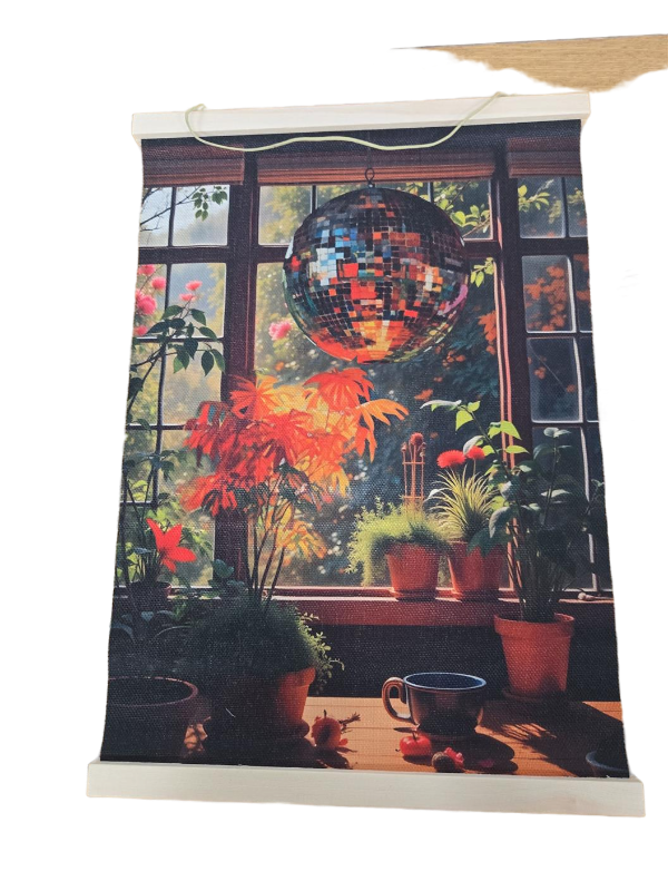 lot 32520 image: Disco Ball Garden Scene Art Print 12x17