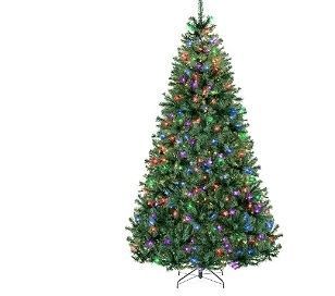lot 30148 image: 6ft Pre-Lit Christmas Tree Premium Hinged Artificial Pine Lighted Holiday Tree for Home, Office w 1,000 Branch Tips, 250 Multicolored Lights, Metal Hinges, Foldable Base (Missing Power Suppy) - Retail $72