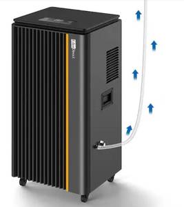 lot 33595 image: Edendirect 296 pt. 8,500 sq.ft. Bucketless Dehumidifier in. Black with Pump, Auto Defrost, 24 H Timer - Retail $889