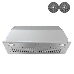 lot 33598 image: 30 in. 343 CFM Built-in Insert Kitchen Vent DuctedDuctless Convertible Range Hood in Stainless Steel with Carbon Filter - Retail $159