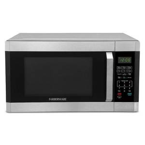 lot 33600 image: Farberware 1.6 cu ft Microwave Oven  1100W Compact Microwave Oven with Smart Sensor  Stainless Steel - Retail $159
