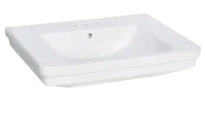 lot 35628 image: Fiona 7.28 in. D Pedestal Sink Basin in White Fine Fireclay with 4 in. Faucet Spread - Retail $79