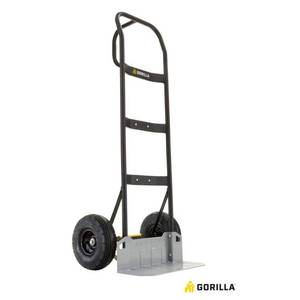 lot 35630 image: 800 lbs. Capacity Steel Hand Truck with Multi-Grip Handle, Wideload Toe Plate, Super Duty Axle with Non-Slip Foot Lever (Bent Wheel) - Retail $129