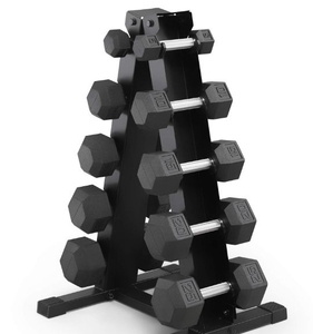 lot 35646 image: Marcy150lb Rubber Hex Dumbbell Set DBR-1347 (Missing 2 Dumbbells) - Retail $400