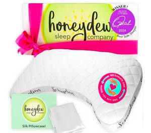 lot 38039 image: Honeydew Sleep Company Scrumptious Side Pillow  Silk Pillowcase Gift Pack- The Ultimate Luxury Neck Pillow- Adjustable Support for Neck Pain Relief- Made in USA- Cooling Pillow Fill (Queen Size)
