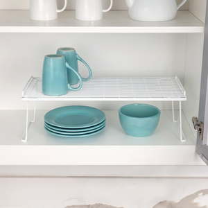 lot 34980 image: Mainstays Metal Kitchen Pantry Organization Wire Stacking Single Shelf  22 x10 x7   White