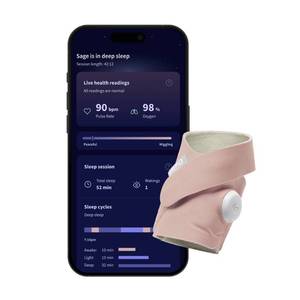 lot 34981 image: Owlet Dream Sock - Smart Wearable Baby Monitor with Live Heart Rate & Oxygen Alerts - Dusty Rose Low Battery Indicator, Movement Sensor - Retail $220