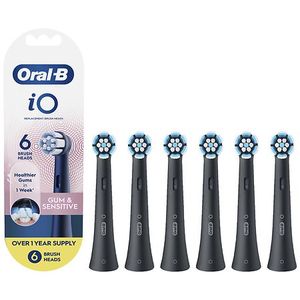 lot 34992 image: Oral-B iO Gum & Sensitive Replacement Heads  Electric Toothbrush Brush Heads Black 6 Count - Retail $50