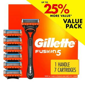 lot 34993 image: Gillette Fusion5 Razor Men 5 Blade Manual Razor  1 Handle and 2 Blade Refills  Black
