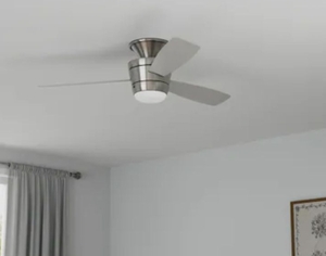 lot 8507 image: Harbor Breeze Mazon 44-in Brushed Nickel with Brushed NickelBlack Blades LED Flush