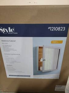 lot 8525 image: Style Selections Surface Mount Medicine Cabinet with Mirror