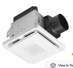 lot 8557 image: Homewerks 1.5-Sone 80-CFM White Decorative Lighted Bluetooth Compatibility Bathroom Fan