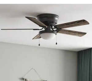 Harbor Breeze Armitage 52-in Matte Black with Black/Cocoa Blades Flush Mount Ceiling