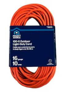 lot 8584 image: Project Source 100-ft 16  3 Light Duty 3 Prong Orange Outdoor Extension Power Cord
