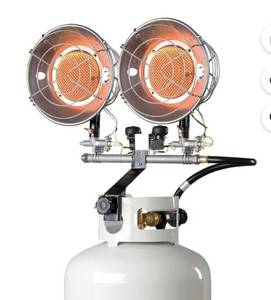 lot 8697 image: Mr. Heater 30,000 BTU 2 Burner Propane Tank Top Heater with Auto Shut Off