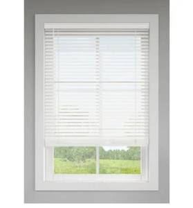 lot 8714 image: LEVOLOR TrimGo 2-in Slat Width 35-in x 64-in Cordless White Faux Wood Room Darkening Horizontal Blinds pre cut to 34.5