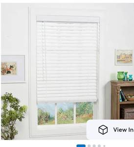 lot 8715 image: allen  roth Trim at Home 2-in Slat Width 39-in x 64-in Cordless White Faux Wood Room Darkening Horizontal Blinds