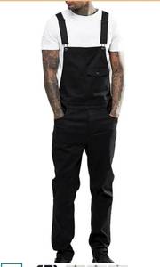 lot 8722 image: Mens Ripped Jeans Jumpsuits Ankle Length Letter Printing Distressed Denim Bib Overalls For Suspender Pants 2XL