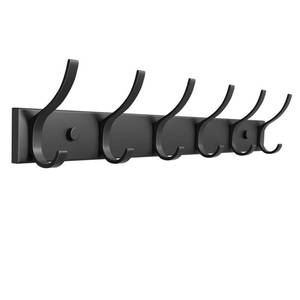 lot 8729 image: Geobella Coat Rack Wall Mount with 6 Hooks (Black, 1 Pack), Heavy Duty Coat Hooks Wall Mount for Entryway, Bedroom, Closet, Wall Hooks for Hanging Hats, Bags, Purses