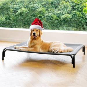 lot 8732 image: Elevated Dog Bed Raised Outdoor Dog Cot for Extra Large Dogs, Installation Requires No Tools, Frame with Washable Cooling Breathable Mesh Anti-Slip Feet, Indoor Pet Bed, Grey, 48.8 Inches
