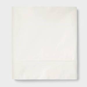 lot 8734 image: Queen 400 Thread Count Performance Flat Sheet Sour Cream - Threshold Cotton Sateen, Machine Washable, STANDARD 100 by OEKO-TEX