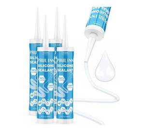 lot 8771 image: PAULINN Silicone Sealant, 100% Silicone Caulk Clear Waterproof for RV, Kitchen, Bath, General Use, Window, Door, Glass, Marine, 10.2 Oz, 4 Packs