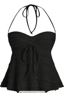 lot 8807 image: SOLY HUX Womens Peplum Halter Crop Tops Y2K Drawstring Tie Ruched Dressy Casual Spaghetti Strap Cami Top Large