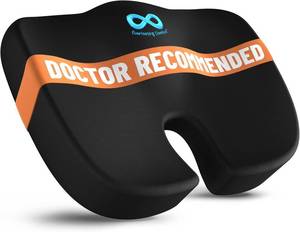 lot 121394 image: Everlasting Comfort Doctor Recommended Memory Foam Seat Cushion for Office Chairs & Car - Ergonomic Office Desk Accessories - Cushions for Tailbone Pain Relief, Sciatica (Black, Large)