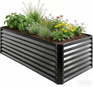 lot 221386 image: GARDMAX 6x3x1FT Raised Garden Bed Kit, Metal Planter Boxes Outdoor with Easy Assembly, Large Garden Bed for Vegetables, Fruits, Flower, Herbs Rectangle Dark Grey