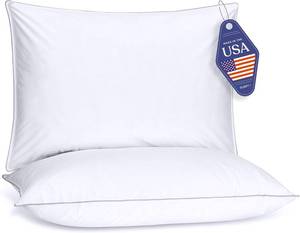 lot 221389 image: Retails for $106 FluffCo Down Alternative Pillows King Size Set of 2 - King Bed Pillows for Sleeping - Made in USA - Cooling Surface and Machine Washable for Side, Back, and Stomach Sleepers