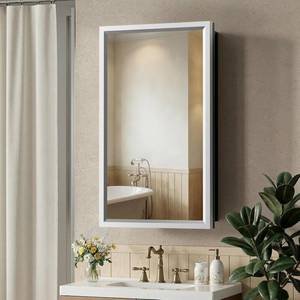 lot 221393 image: Retails for $130 14  x 24 Silver Medicine Cabinets for Bathroom with Mirror, Aluminum Alloy Framed Mirror,Recessed or Surface Wall-Mounted Metal Bathroom Vanity Mirror with Storage Cabinet(Recessed size12.85x22.85)