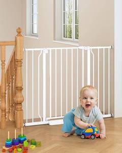 lot 221404 image: 29-45 Baby Gate for Stairs, Auto Close Stroller Friendly Dog Gate Indoor for Doorways, Pressure Mounted Baby Gate, Easy Walk Through Gate for Children & Pets, White