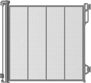 lot 221410 image: Spaceany Reinforced Retractable Baby Gate or Mesh Dog Gate,Easy to Use for Stairs, Doorways, Hallways, Indoor, Outdoor, Wide Pet Gate 33.5 Tall, Extends to 45 Wide, Gray