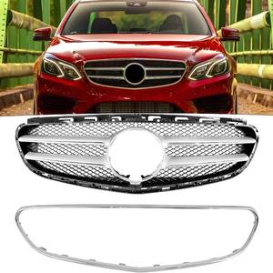 lot 321271 image: Front Bumper Grill Grille Fit For 2014 2015 2016 Mercedes E-Class E250 E350 E400 E550 W212 S212, Radiator Grill  Chrome Molding Trim Replacement Parts Grid Accessories (Silver & Black)