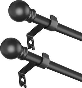 lot 321272 image: SMODBRODRE 2 Pack Curtain Rods for Window 32 and 48, Black 58 inch Splicing Single Window Curtain Rod Set with Brackets